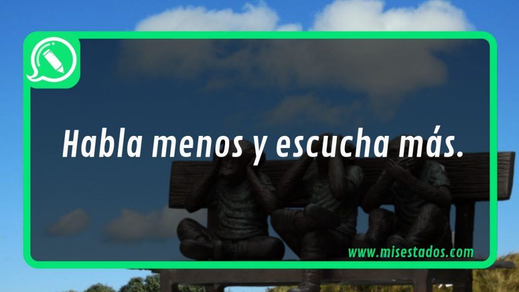 Habla menos y escucha más, con figuras sentadas bajo el cielo
